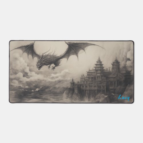 Personalized Dragon over Chinese City Desk Mat