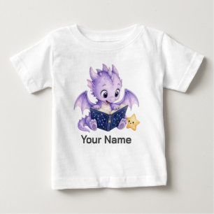 Personalized Dragon Reading Constellation Book Baby T-Shirt