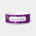 Personalized Dragonflies and Dandelions  Bowl<br><div class="desc">Pretty whimsical hand drawn dragonflies and dandelions in purple,  yellow,  pink,  blue and green.</div>