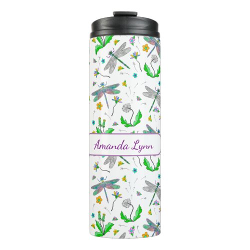 Personalized Dragonflies and Dandelions  Thermal Tumbler