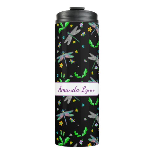 Personalized Dragonflies and Dandelions Thermal Tumbler