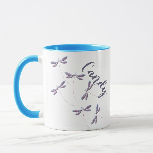 Personalized Dragonflies in flight Mug (Left)