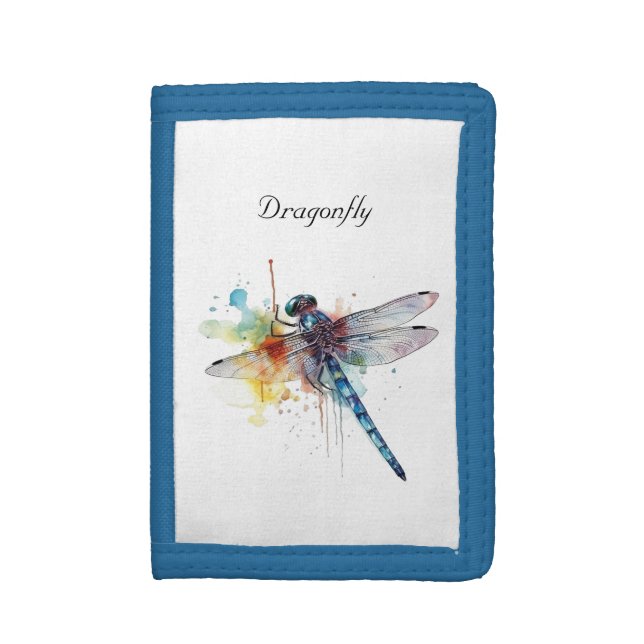 Personalized Dragonfly Artisan Accessory Trifold Wallet (Front Vertical)