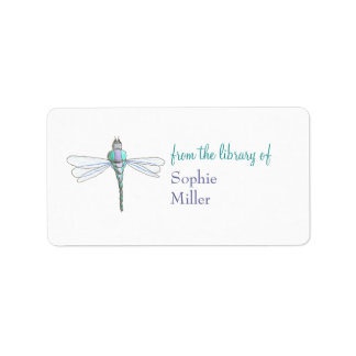 Personalized dragonfly bookplate sticker