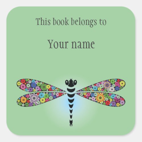 Personalized Dragonfly Damselfly Sticker Bookplate