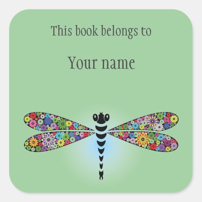 Personalized Dragonfly Damselfly Sticker Bookplate