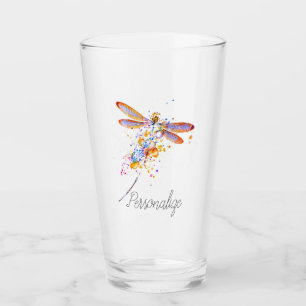 Personalized Dragonfly splatter Glass