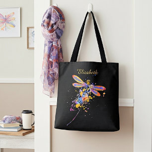 Personalized Dragonfly splatter Tote Bag