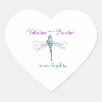 Personalized dragonfly valentine sticker