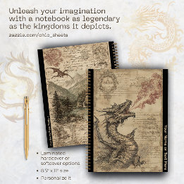 Personalized Dragons and Medieval Design 8.5"x11" Notebook