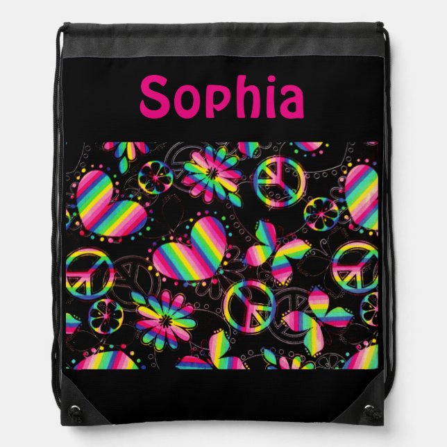 Personalized/Draw String Back Pack Print/Butterfly Drawstring Bag (Front)