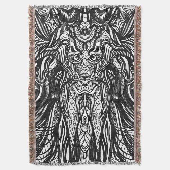 Personalized Drawing Owl Body  Throw Blanket (Front Vertical)