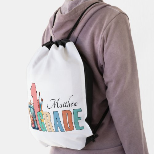 Personalized Drawstring Backpack for First Grade