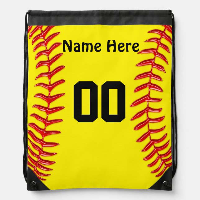 Personalized Drawstring Softball Backpacks (Front)