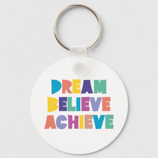 Personalized Dream Believe Achieve Photo Keychain (Front)