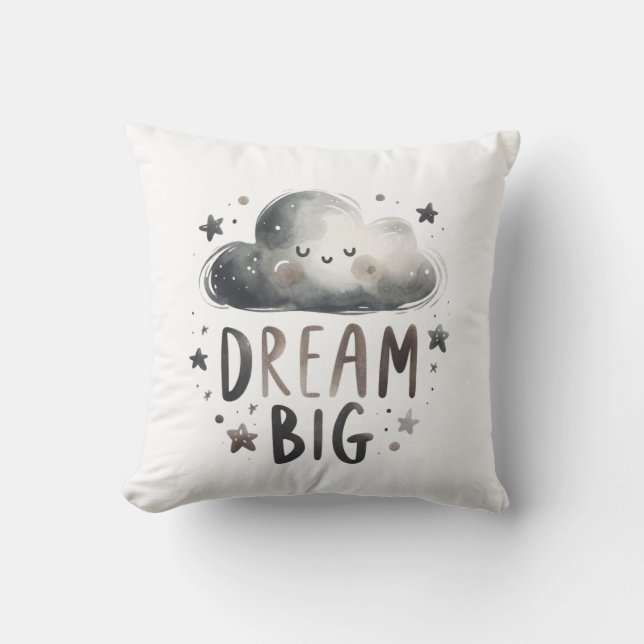 Personalized Dream Big - Custom Name & Birth Stats Throw Pillow (Front)