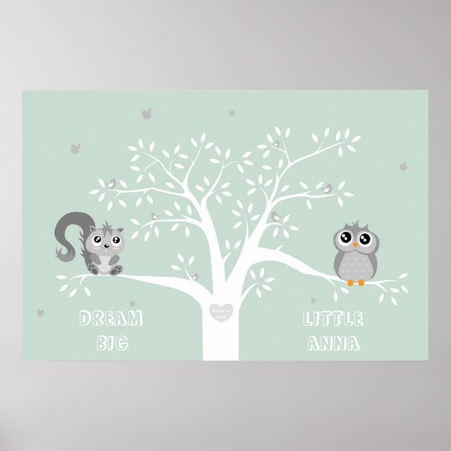 Personalized Dream big, cute animals Poster (Front)