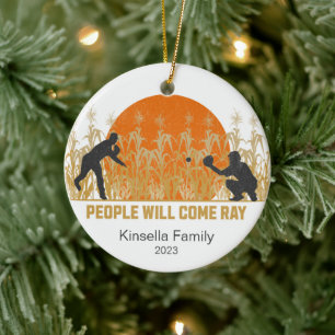 Personalized Dream Fields Baseball Christmas Ceramic Ornament