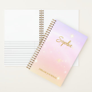 Personalized Dream Journal Notebook Soft Pastel