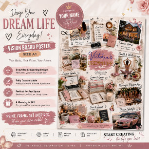 Personalized Dream Life Goals Board Poster
