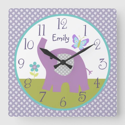 Personalized Dreamland Elephant Nursery Clock
