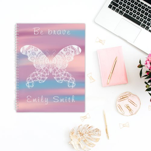 Personalized Dreamy Boho Butterfly Spiral Notebook