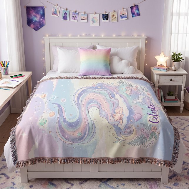 Personalized Dreamy Pastel Celestial Throw  Blanket (Creator Uploaded)