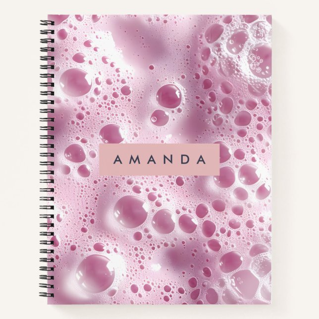 Personalized Dreamy Pastel Pink Bubble  Notebook (Front)