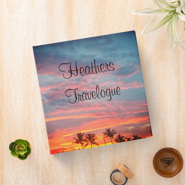 Personalized Dreamy Tropical Sunset 3 Ring Binder (In Situ)
