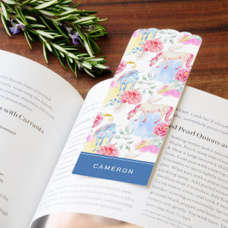 Personalized Dreamy Unicorns and Roses Bookmarks