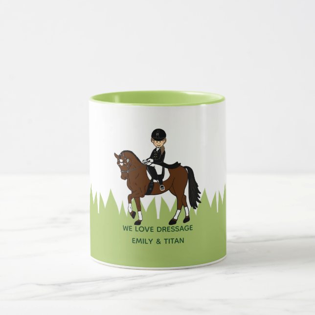 Personalized Dressage Horse Rider Mug For Girls (Center)