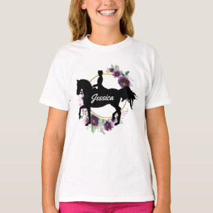 Personalized Dressage Horse Riding Floral Name T-Shirt