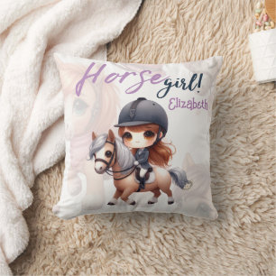 Personalized Dressage Rider Horse Girl  Throw Pillow