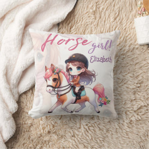 Personalized Dressage Rider Horse Girl  Throw Pillow
