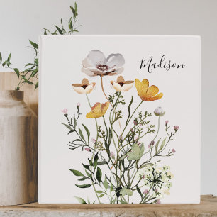 Personalized Dried Wildflower Bouquet 3 Ring Binder