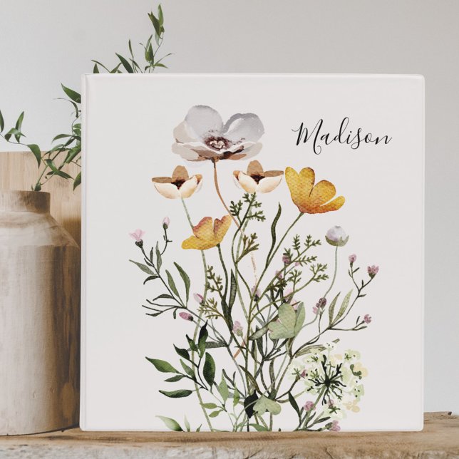 Personalized Dried Wildflower Bouquet 3 Ring Binder (In situ)