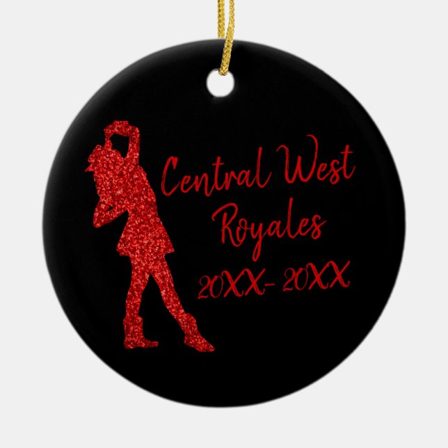 Personalized Drill Team | Black and Red Ceramic Or Ornament (Front)