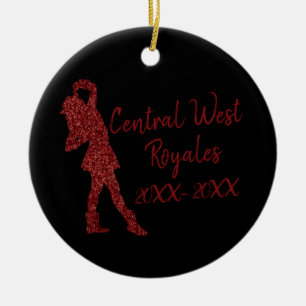 Personalized Drill Team   Black and Red Ceramic Ornament