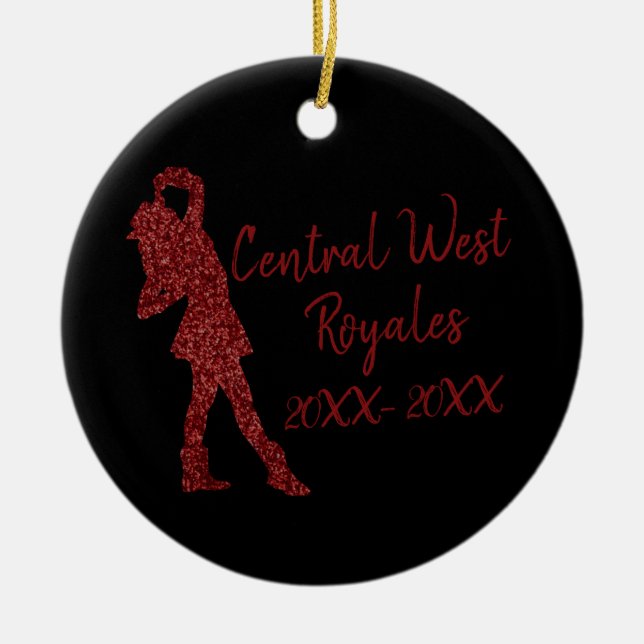 Personalized Drill Team | Black and Red Ceramic Ornament (Front)