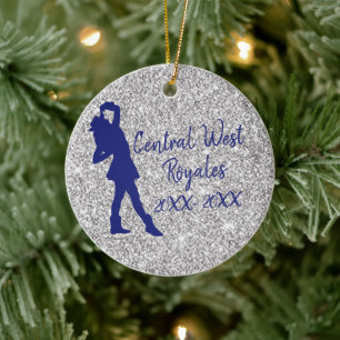 Personalized Drill Team Navy Blue and Silver Ceramic Ornament