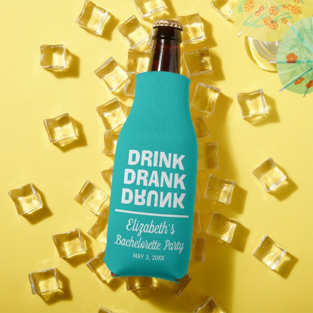 Personalized Drink Drank Drunk Bachelorette Party Bottle Cooler (In Situ Summer)