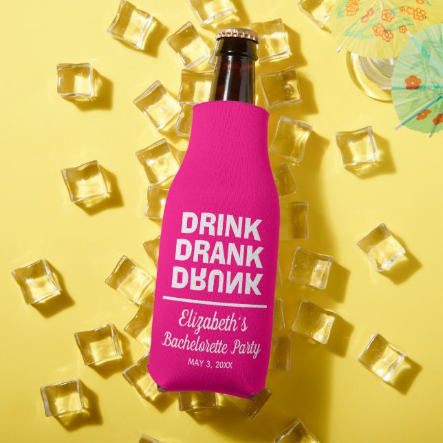 Personalized Drink Drank Drunk Bachelorette Party Bottle Cooler (In Situ Summer)