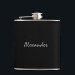 Personalized drink flask | elegant gift for men<br><div class="desc">Personalized drink flask with elegant script text. Customizable black background color. Cute gift idea for manly men. Personalize it with a name or monogram initials. Alcohol / Drinking present that you can customize.</div>