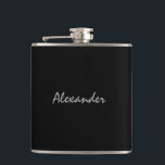 Personalized drink flask | elegant gift for men<br><div class="desc">Personalized drink flask with elegant script text. Customizable black background color. Cute gift idea for manly men. Personalize it with a name or monogram initials. Alcohol / Drinking present that you can customize.</div>