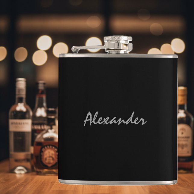 Personalized drink flask | elegant gift for men (black flask for men)