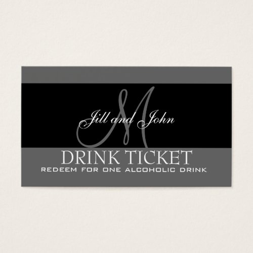 Personalized Drink Ticket for Wedding Reception Business Cards