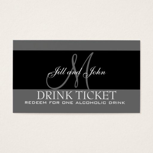 Customizable Personalized Drink Ticket for Wedding Reception Business Cards