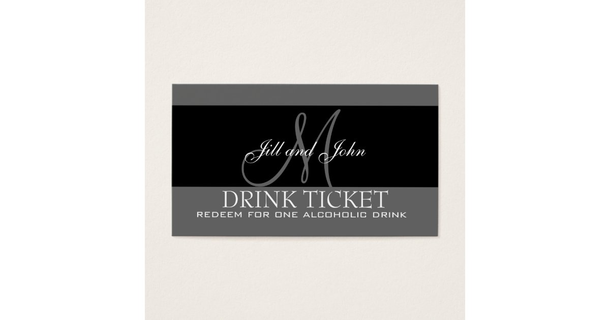 Personalized Drink Ticket For Wedding Reception Zazzle