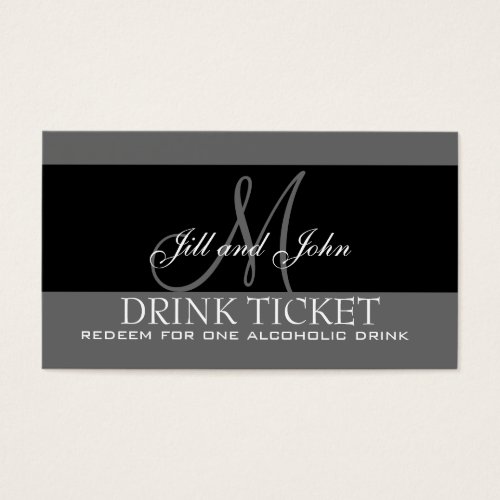 Personalized Drink Ticket for Wedding Reception Business Card Template