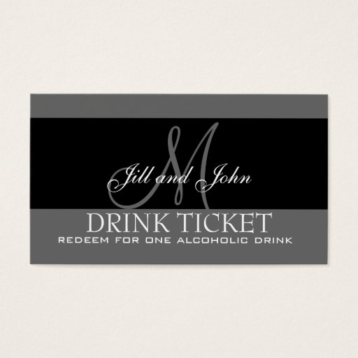 Customizable Personalized Drink Ticket for Wedding Reception Business Card Template